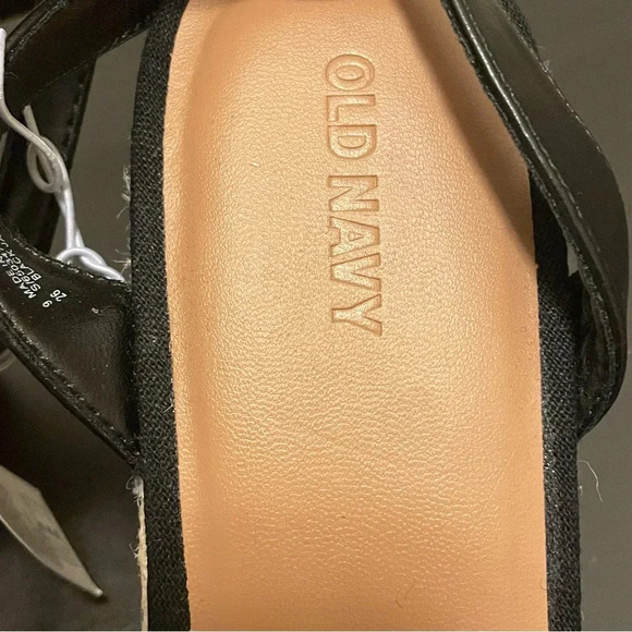 OLD NAVY Knotted Canvas Espadrille Wedge Sandals in Black Jack - Picture 9 of 11